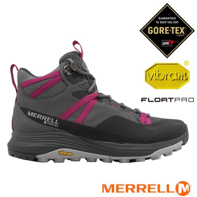 【MERRELL】女 SIREN 4 MID GORE-TEX 防水透氣登山健行鞋.運動鞋/ML500336 灰/桃紅✿30E010